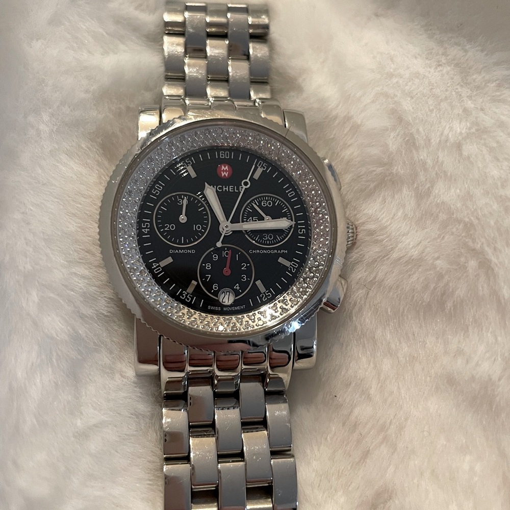 MICHELE SPORT SAIL DIAMOND WATCH 38MM STAINLESS STEEL